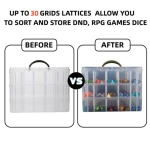 PUGED DND Dice Storage Box with Removable Dividers Polyhedral Dice Plastic Organizer Holding Up To 1200 Dices Craft Bead Compartment Container for Sewing, Jewelry, Art, DIY