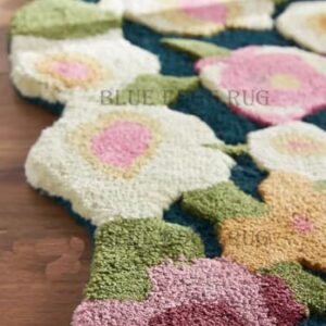 BLUEEDGERUG Handmade Flower Multicoloured Irregular Area Rug 100% Imported Blended Wool Floral Area Rug (2.6x6.0 feet)