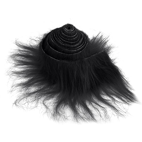 Lusofie Shaggy Plush Faux Fur Fabric Precut Strips 2x71inch Black Fur Fluffy Fuzzy Craft Fur for Gnomes Beard Santa Claus Hair Dwarf Cosplay Costume DIY Craft Decoration (Black)