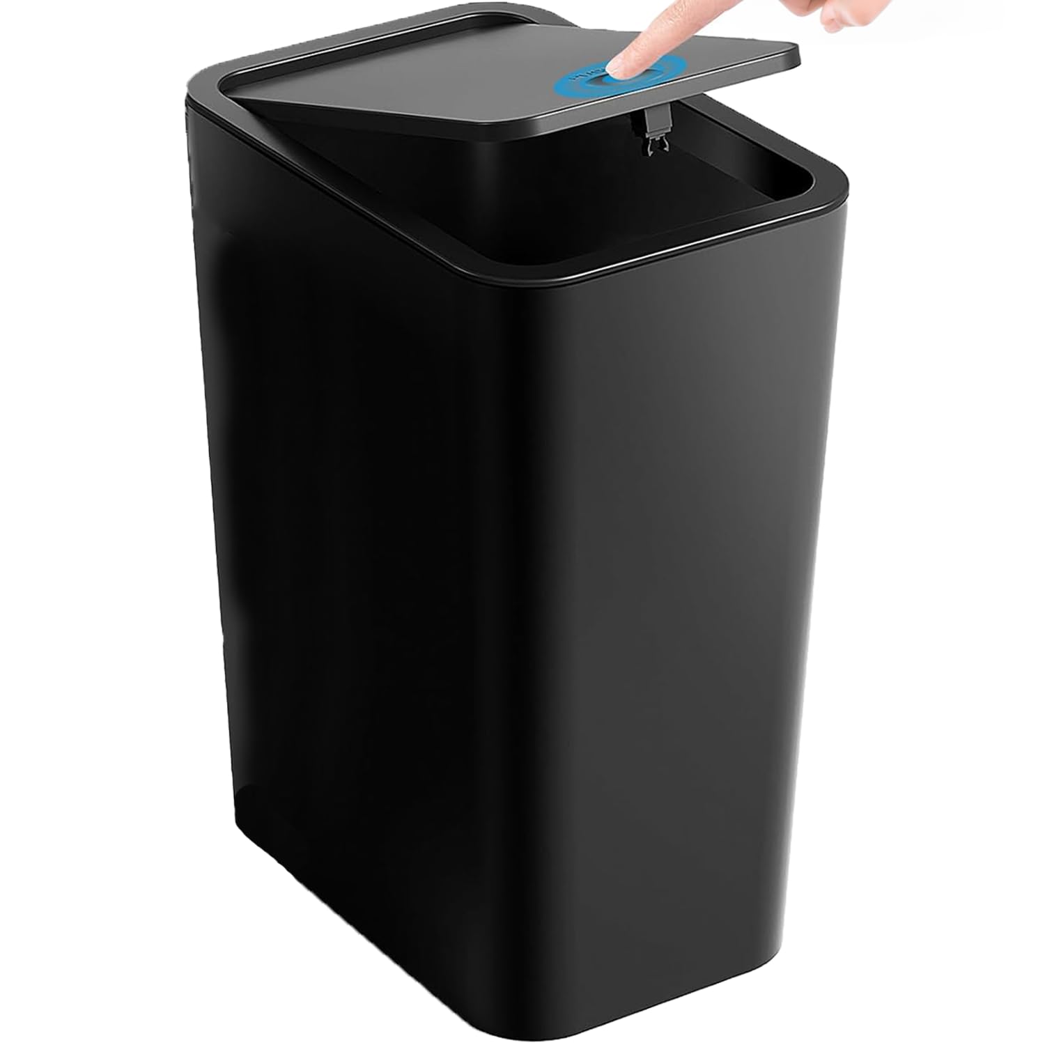 Homie Slim Bathroom Trash Can 2.9 Gallon with Pop-Up Lid, Bag Holding Clips, Use as Mini Garbage Basket, Slim Dust Bin, or Decor in Bathroom, Restroom, Kitchen (Black)