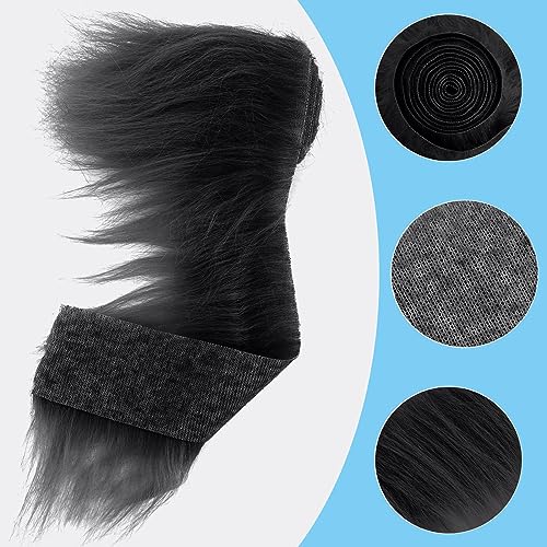 Lusofie Shaggy Plush Faux Fur Fabric Precut Strips 2x71inch Black Fur Fluffy Fuzzy Craft Fur for Gnomes Beard Santa Claus Hair Dwarf Cosplay Costume DIY Craft Decoration (Black)