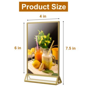 SAREAL 6 Pack Gold Picture Frames Double Sided, 4X6 inch Clear Easel Table Stands for Signs, Acrylic Gold Table Number Holders, Gold Frames for Wedding Table Numbers, Menu Holder, Gold Photo Frame