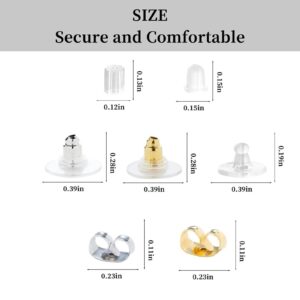 Nkwuire 7 Styles 500PCS Earring Backs for Studs, Clear Plastic Hypoallergenic Metal Rubber Silicone Earring Backs Bullet Clutch Stoppers Replacement Kits for Fish Hook Earring Studs Hoops