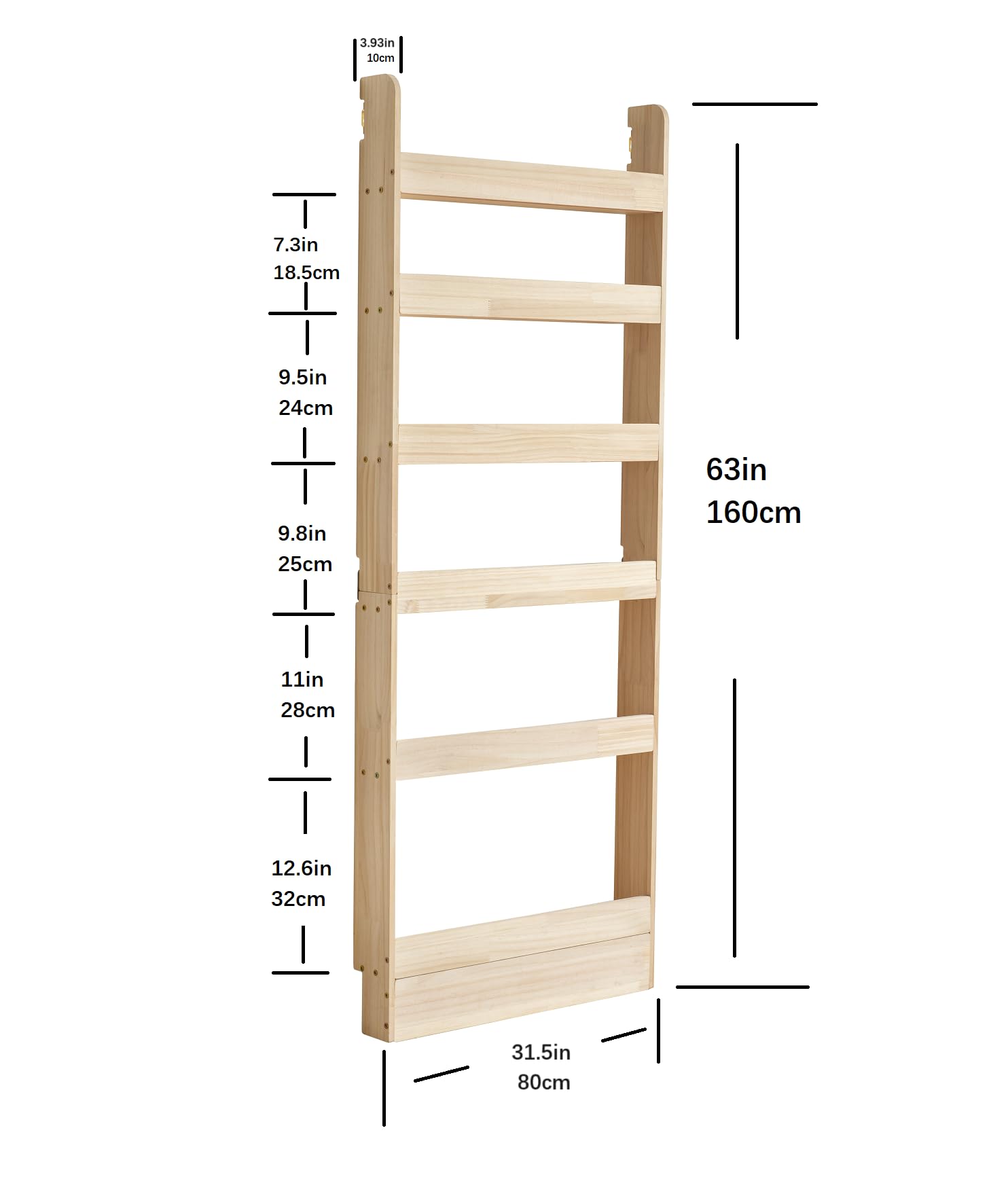 Heehee Solid Wood Bookshelf Bookcase Book Shelf Organizer for Books, Toy Storage Bookshelf Rack Wall for Kids and Adults (Width 31.5in (80CM))