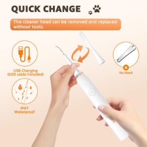 LOOBANI Dog Teeth Cleaning Kit, Rechargeable Sonic Electric, White, Includes Tooth Scraper, 2 Replaceable Heads, Silicone Finger Toothbrush, USB Cable