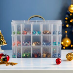 PUGED DND Dice Storage Box with Removable Dividers Polyhedral Dice Plastic Organizer Holding Up To 1200 Dices Craft Bead Compartment Container for Sewing, Jewelry, Art, DIY