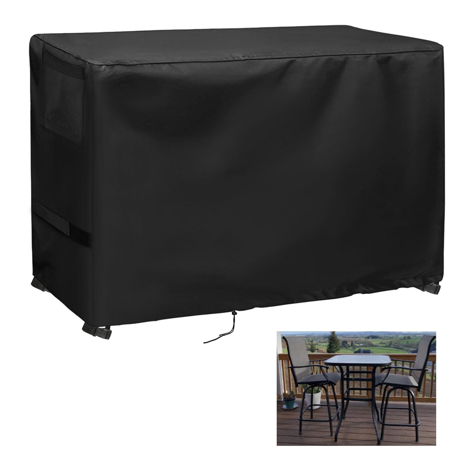 Guisong Outdoor Table and Chair Set Cover, Waterproof Cover for Outdoor Bistro Set with 2 Bar Chairs 70" L x 32" W x 48" H