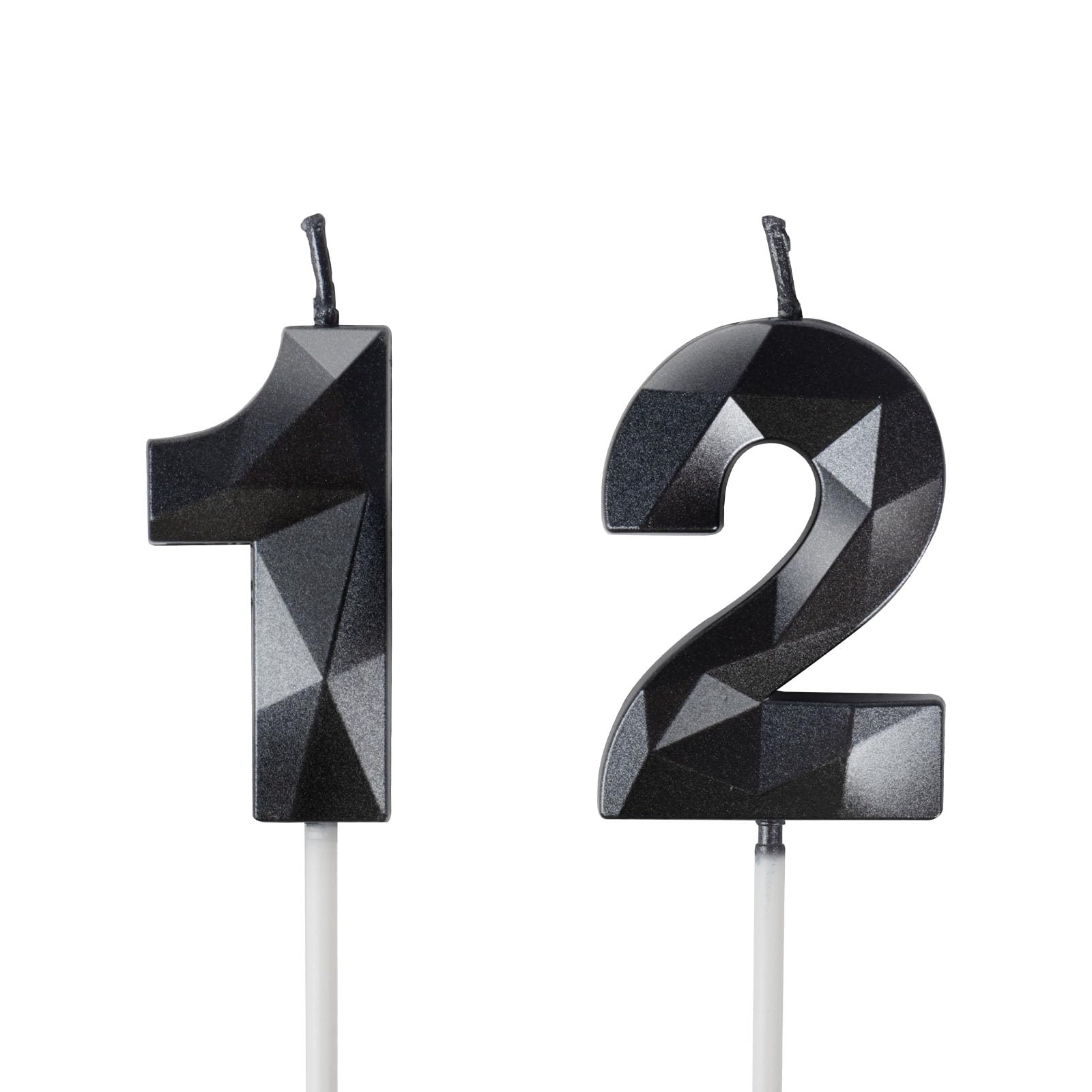 Number 12 Candles,12th Birthday Candles,Black Happy Birthday Candle for Cake,3D Design Cake Topper Decorations for Boy Men Pet Birthday Party Wedding Anniversary Celebration Supplies