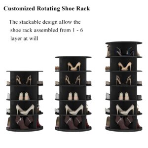 Gyfimoie Rotating Shoe Rack, 6-Tier Spinning Shoe Rack Tower, Free Standing 360°Revolving Shoe Storage Organizer Lazy Susan Shoe Rack for Entryway Living Room Hallway