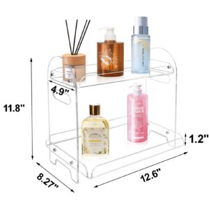 Beitiny Bathroom Counter Organizer, 2-Tier Corner Shelf, Acrylic Bathroom Storage Organizer Countertop Rack for Kitchen Spice Vanity Cosmetic Perfume Skincare, Clear