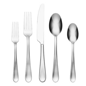 oneida grant piece everyday flatware set, 20 count, metallic