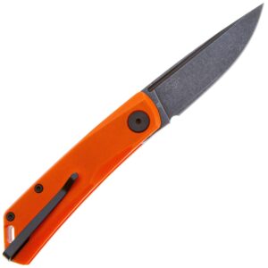 Real Steel Luna Lite Slipjoint Folding Pocket Knife - D2 Blade and G10 Handles - Perfect for Camping, Hiking, Daily Cutting Tasks - EDC Knife for Men Women - Orange/Blackwash