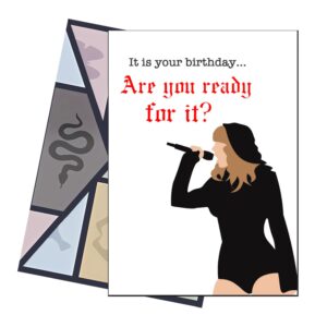 sincerez song-inspired birthday card and envelope set - 'are you ready for it?' - music birthday card for friends, sisters, daughters, nieces