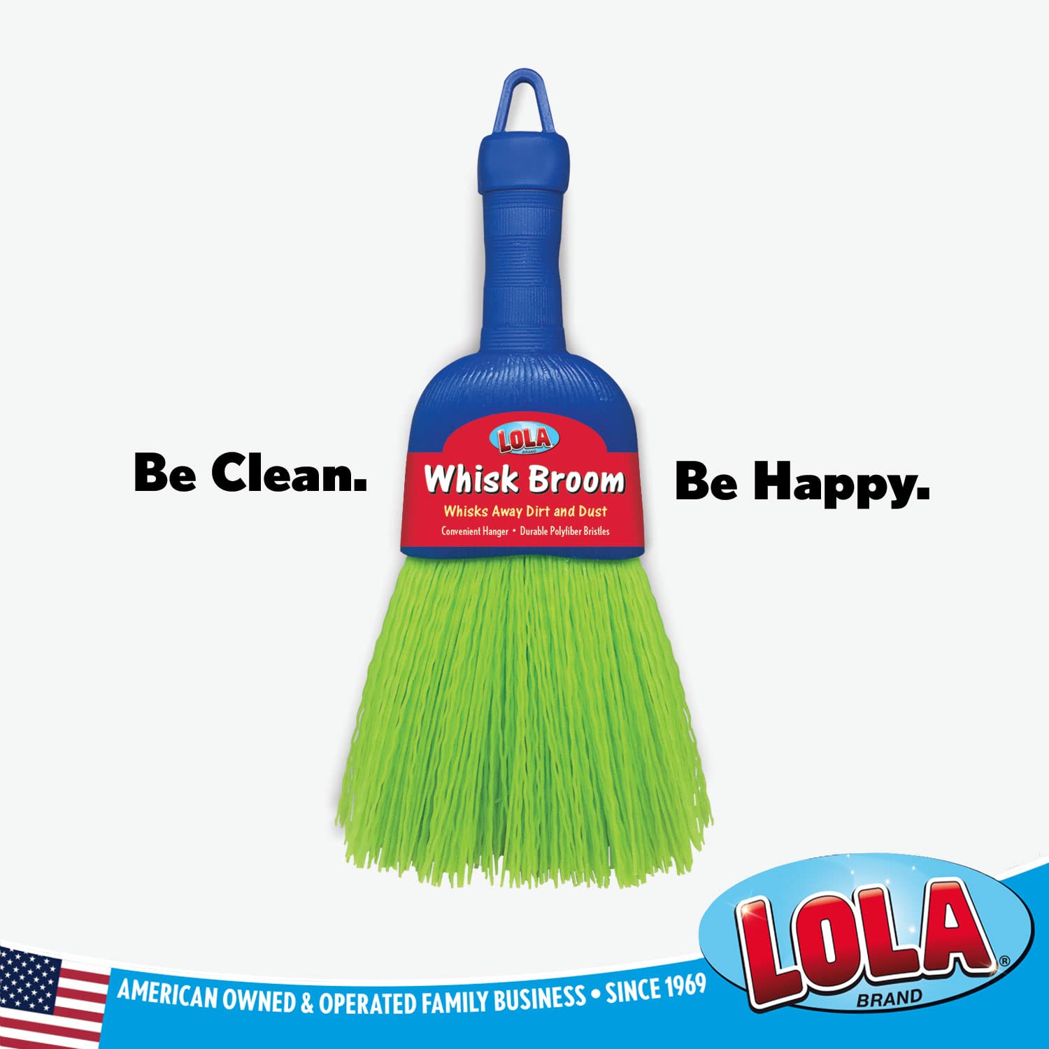 Lola Products Whisk Broom, Hand Brush, Durable Bristles, Whisks Away Dirt & Debris, Compact, Hang Hole for Easy Storage, Indoor/Outdoor, 2 Pack