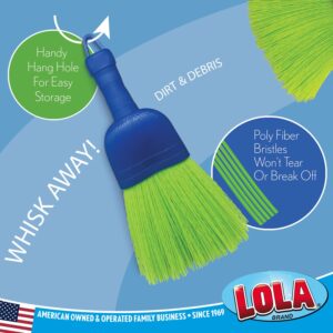 Lola Products Whisk Broom, Hand Brush, Durable Bristles, Whisks Away Dirt & Debris, Compact, Hang Hole for Easy Storage, Indoor/Outdoor, 2 Pack