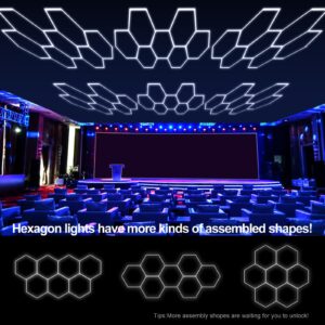 Intoo Lifes Hexagon LED Garage Light: 33 Pack Updated Bigger Size, 30720LM 256W 6500K Super Bright Car Detailing Ceiling LED Shop Light for Warehouse Workshop Gym Basement Car Care Wash Room