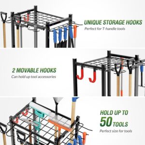 Tool Organizer 50-tool Yard Rack For Garage Storage Hooks Heavy-duty Steel Shed Outdoor Home Black Metal