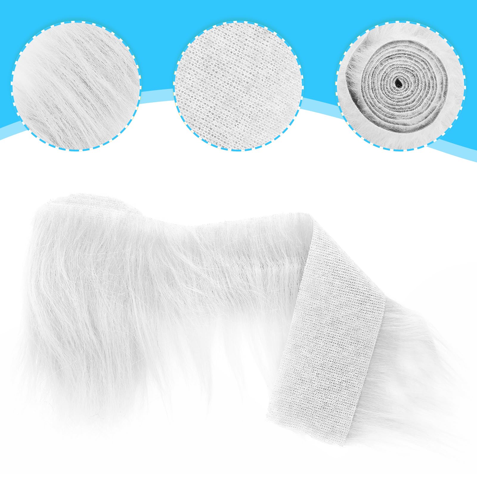 Lusofie 2Pcs Faux Fur Fabric Precut Strips 2x60inch Fur Fluffy Fuzzy Craft Fur for Gnomes Beard Santa Claus Hair Dwarf Cosplay Costume DIY Christmas Decoration (White&Black)