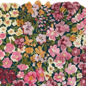 BLUEEDGERUG Handmade Flower Multicoloured Irregular Area Rug 100% Imported Blended Wool Floral Area Rug (2.6x6.0 feet)