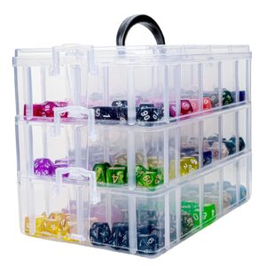 puged dnd dice storage box with removable dividers polyhedral dice plastic organizer holding up to 1200 dices craft bead compartment container for sewing, jewelry, art, diy