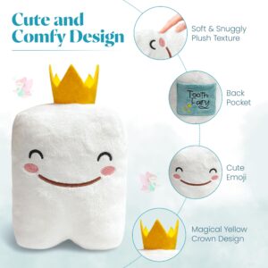 6" Tooth Fairy Pillow with Back Pocket - Soft Plush Stuffed Animal Toy for Kids, Boy or Girl - Squishable Holder