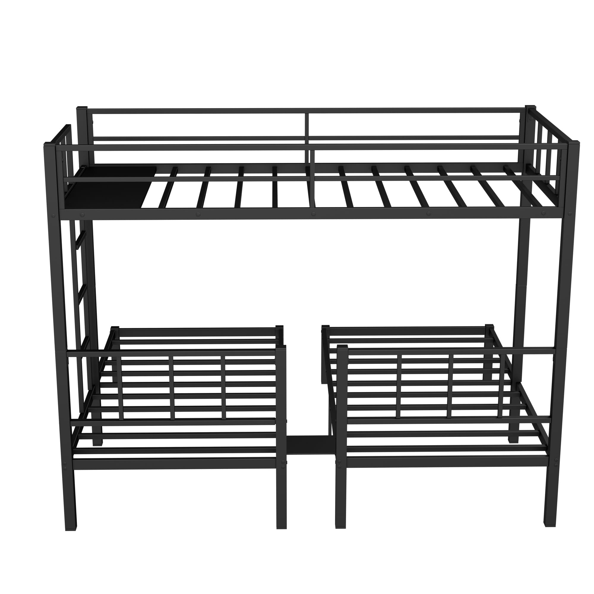 Bellemave Triple Bunk Bed for Kids, Metal 3 Beds Bunk Bed, Heavy-Duty Twin/Twin XL Over 2 Twin Bunk Bed Frame, Detachable Bunk Bed for Boys Girls Teens, Noise Free, Black