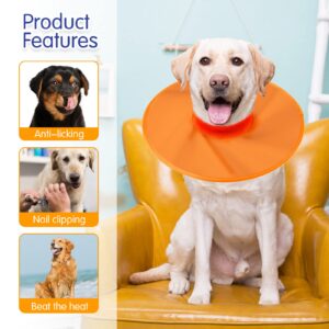 Dog Recovery Collar,Dog Soft Cone Collar Alternative After Surgery,Adjustable,Breathable E Collar for Large/Medium/Small Dogs Cats,Orange L