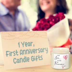 MTLEE 1 Year, 1st, One Year, First Anniversary Candle Gift for Him Her Valentine's Day Couple Happy Anniversary Present Lavender Scented Candle for Wedding Boyfriend Girlfriend Husband Wife