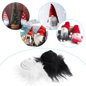 Lusofie 2Pcs Faux Fur Fabric Precut Strips 2x60inch Fur Fluffy Fuzzy Craft Fur for Gnomes Beard Santa Claus Hair Dwarf Cosplay Costume DIY Christmas Decoration (White&Black)