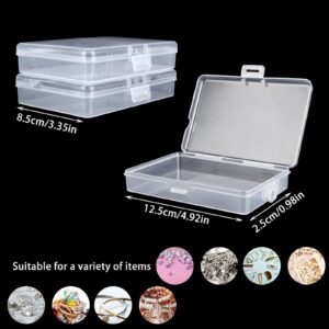 GBACHOOSE 24PCS Rectangular Small Plastic Boxes with Hinged Lids, Plastic Boxes for Storage Small Plastic Boxes with Lids for Beads, Pins, Small Items, Jewelry(4.9×3.3×0.9 Inch)