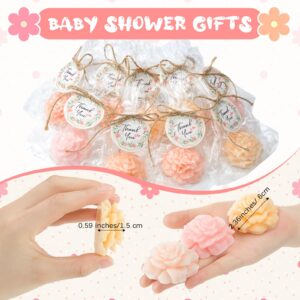 Demissle 20 Pcs Christmas Soaps Baby Shower Soaps Handmade Flower Soap with White Greeting Card Mini Soaps Gift Set for Christmas Stocking Stuffers Decorations Baby Shower Party Favors(Light Pink)