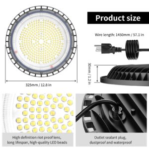 200W UFO LED High Bay Light, High Bay LED Lights 30,000LM(800W MH/HPS Eqv.) 110V~277V UL Certified Plug with Safety and high Brightness, Suitable for Commercial