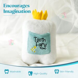 6" Tooth Fairy Pillow with Back Pocket - Soft Plush Stuffed Animal Toy for Kids, Boy or Girl - Squishable Holder