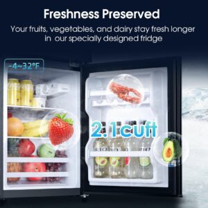 Anypro 3.2Cu.Ft Mini Fridge with Freezer, 2 Door Compact Refrigerator, Small Fridge with 7 Level Thermostat, LED Light, Small Refrigerator with Freezer for Bedroom, Office, Dorm, Back to School, Black