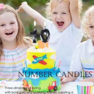 Number 12 Candles,12th Birthday Candles,Black Happy Birthday Candle for Cake,3D Design Cake Topper Decorations for Boy Men Pet Birthday Party Wedding Anniversary Celebration Supplies