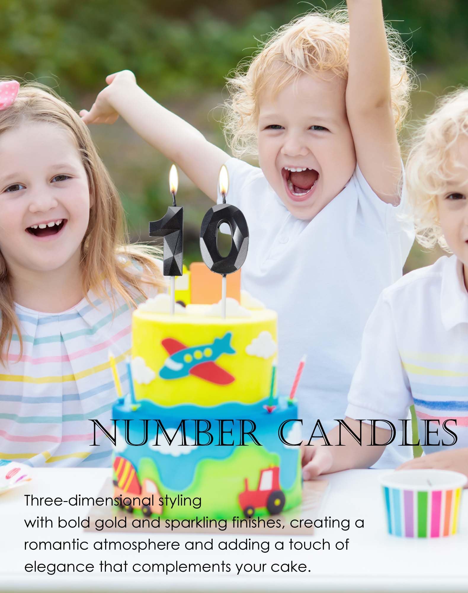 Number 12 Candles,12th Birthday Candles,Black Happy Birthday Candle for Cake,3D Design Cake Topper Decorations for Boy Men Pet Birthday Party Wedding Anniversary Celebration Supplies