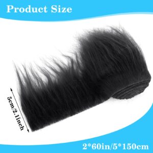 Lusofie 2Pcs Faux Fur Fabric Precut Strips 2x60inch Fur Fluffy Fuzzy Craft Fur for Gnomes Beard Santa Claus Hair Dwarf Cosplay Costume DIY Christmas Decoration (White&Black)