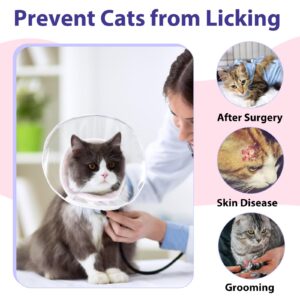 LUCKYPAW Cat Cone Collar Soft, Cone for Cats to Stop Licking and Scratching Cat Cone Alternative After Surgery for Kittens, Pet Cone for Cats with Drawstrings No Block Sight Cat Recovery Cone(Blue S)