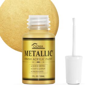 cionia gold metallic acrylic paint, gold leaf touch-up paint for wood, metal, arts & crafts, home & wall decor - water-based, non-toxic, odorless, non-fading formula for long-lasting brilliance(1 fl oz,antique gold)