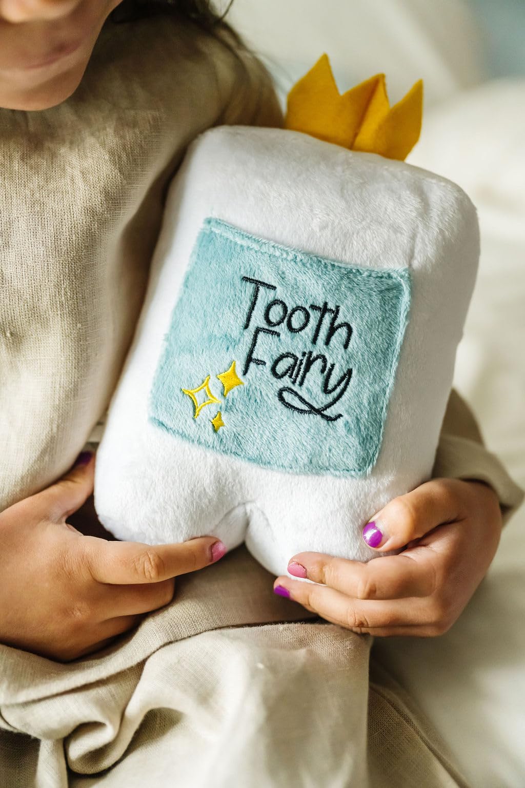 6" Tooth Fairy Pillow with Back Pocket - Soft Plush Stuffed Animal Toy for Kids, Boy or Girl - Squishable Holder