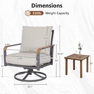 NATURAL EXPRESSIONS Outdoor Bistro Set, 3 Piece Swivel Glider Rocking Chairs Patio Conversation Furniture Set with 2 Rockers, 1 Metal Table and 6" Thick Cushions for Backyard, Porch, Balcony, 350lbs.