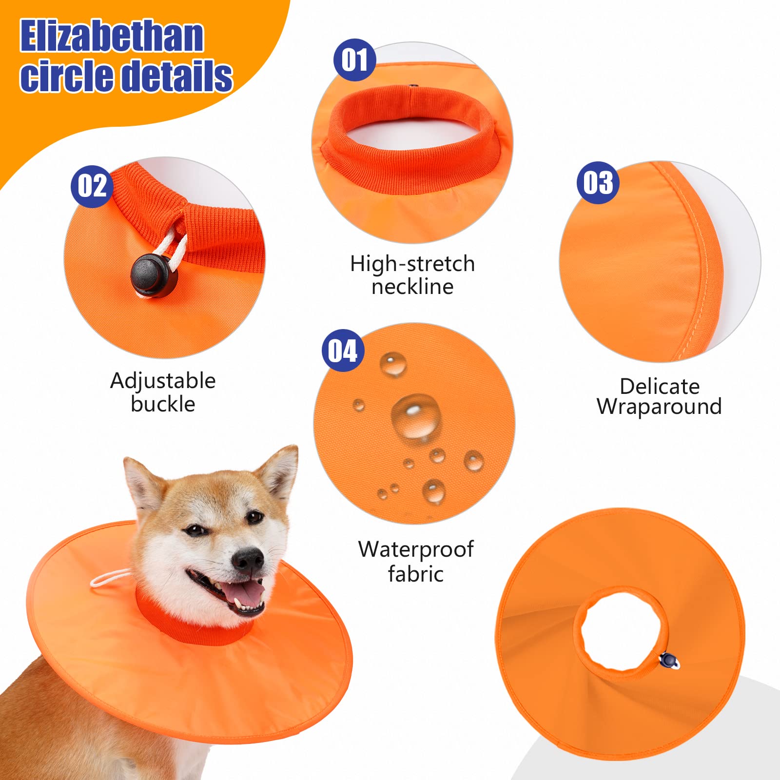 Dog Recovery Collar,Dog Soft Cone Collar Alternative After Surgery,Adjustable,Breathable E Collar for Large/Medium/Small Dogs Cats,Orange L