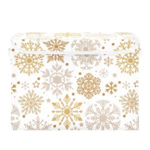 MNSRUU Collapsible Storage Boxes Fabric with Lids and Handle, Ornament Storage Cubes Closet Organizers and Storage Bins Cabinet Christmas Snowflakes for Home Bedroom Office