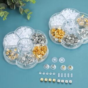 Nkwuire 7 Styles 500PCS Earring Backs for Studs, Clear Plastic Hypoallergenic Metal Rubber Silicone Earring Backs Bullet Clutch Stoppers Replacement Kits for Fish Hook Earring Studs Hoops