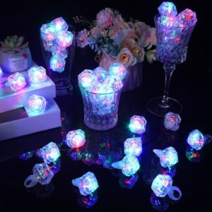 Hicarer 96 Pcs LED Light up Rings Flashing Diamond Rings Glow in The Dark Bachelorette Rings Bulk Finger Rings Toys for Birthday Weddings Bridal Shower Decorations Party Favors Supplies Boy Girl Gifts