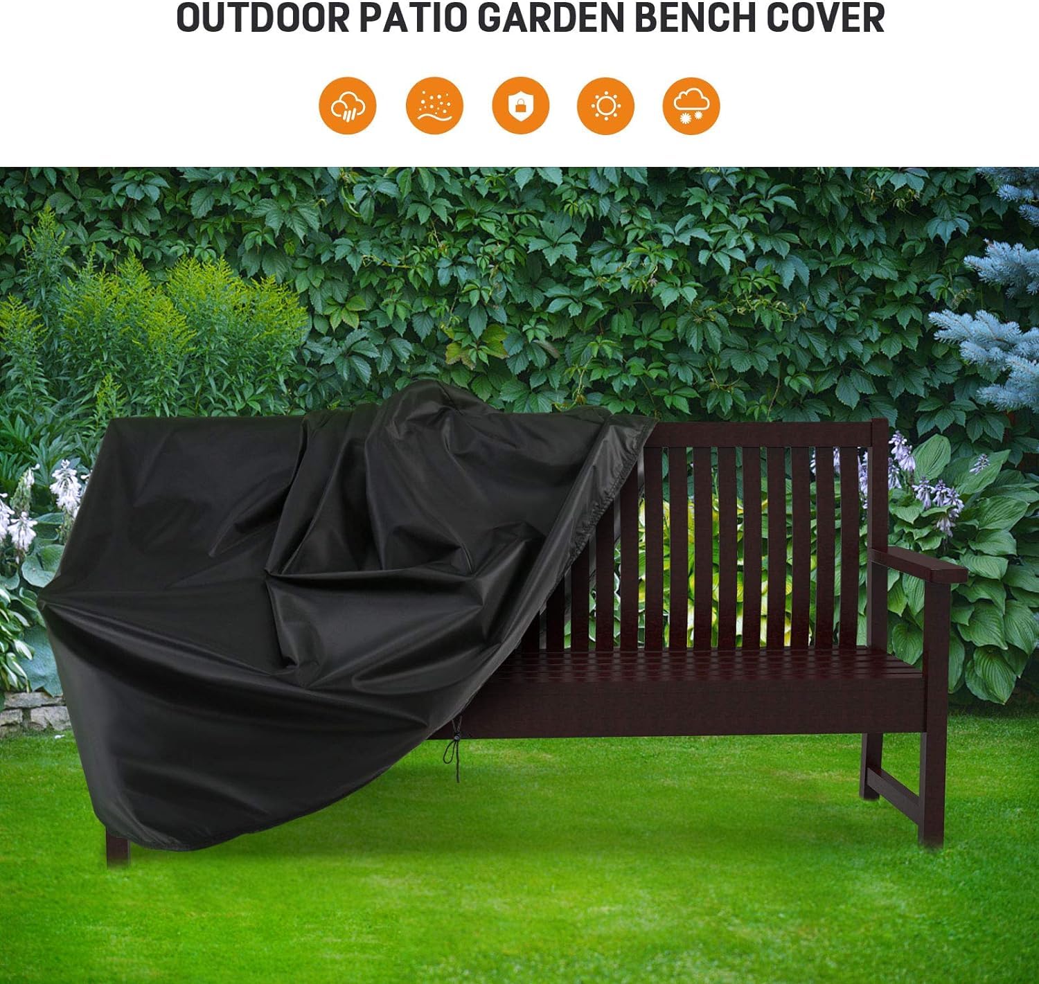 Hengme Outdoor Patio Garden Bench Cover - 2 Seat Outside Park Loveseat, Sofa, Glider, Furniture Cover Patio Bench Cover - 52L x 32W x 34H inch