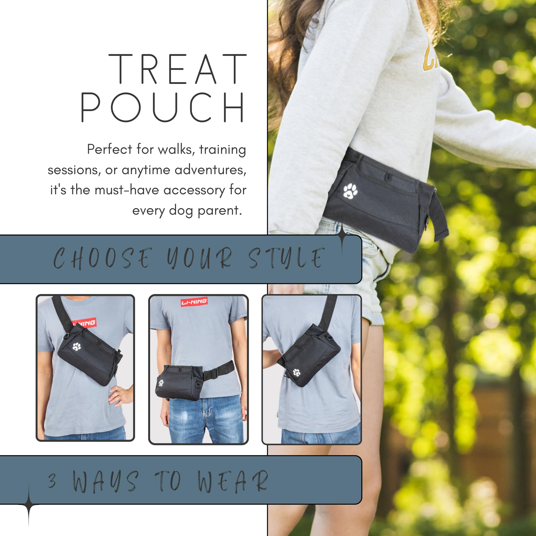 B&B Farmhouse Dog Treat Pouches for Pet Training - Custom Design - Dog Treat Bag for Dog Training & Behavior Aids - Fanny Pack for Dog Walking Bag - Puppy Treat Pouch & Black Belt Bag