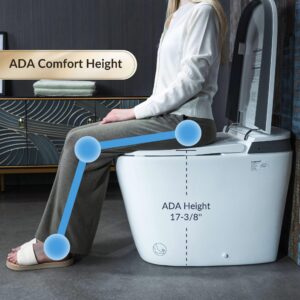 WOODBRIDGE B0931S Voice Control Smart Bidet Toilet with 1.28 GPF Dual Flush Auto Open & Close,Foot Sensor Flush,1000 Gram Map Flushing Score,LED Display,Chair Height Design and Cleaning Foam Dispenser