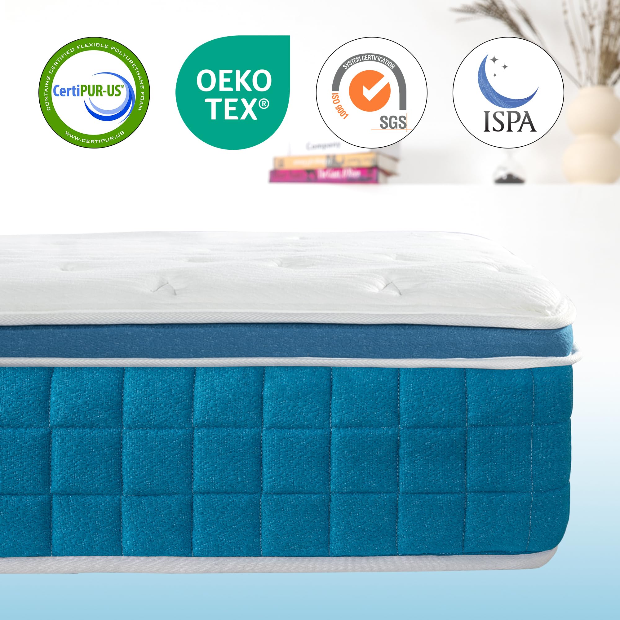 Planet Sleepings 12 Inch TwinXL Hybrid Mattress Bed in a Box,Medium Firm Gel Memory Foam Mattress with Individually Wrapped Pocket Coils Innerspring for Motion Isolation, CertiPUR-US