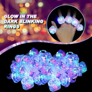 Hicarer 96 Pcs LED Light up Rings Flashing Diamond Rings Glow in The Dark Bachelorette Rings Bulk Finger Rings Toys for Birthday Weddings Bridal Shower Decorations Party Favors Supplies Boy Girl Gifts